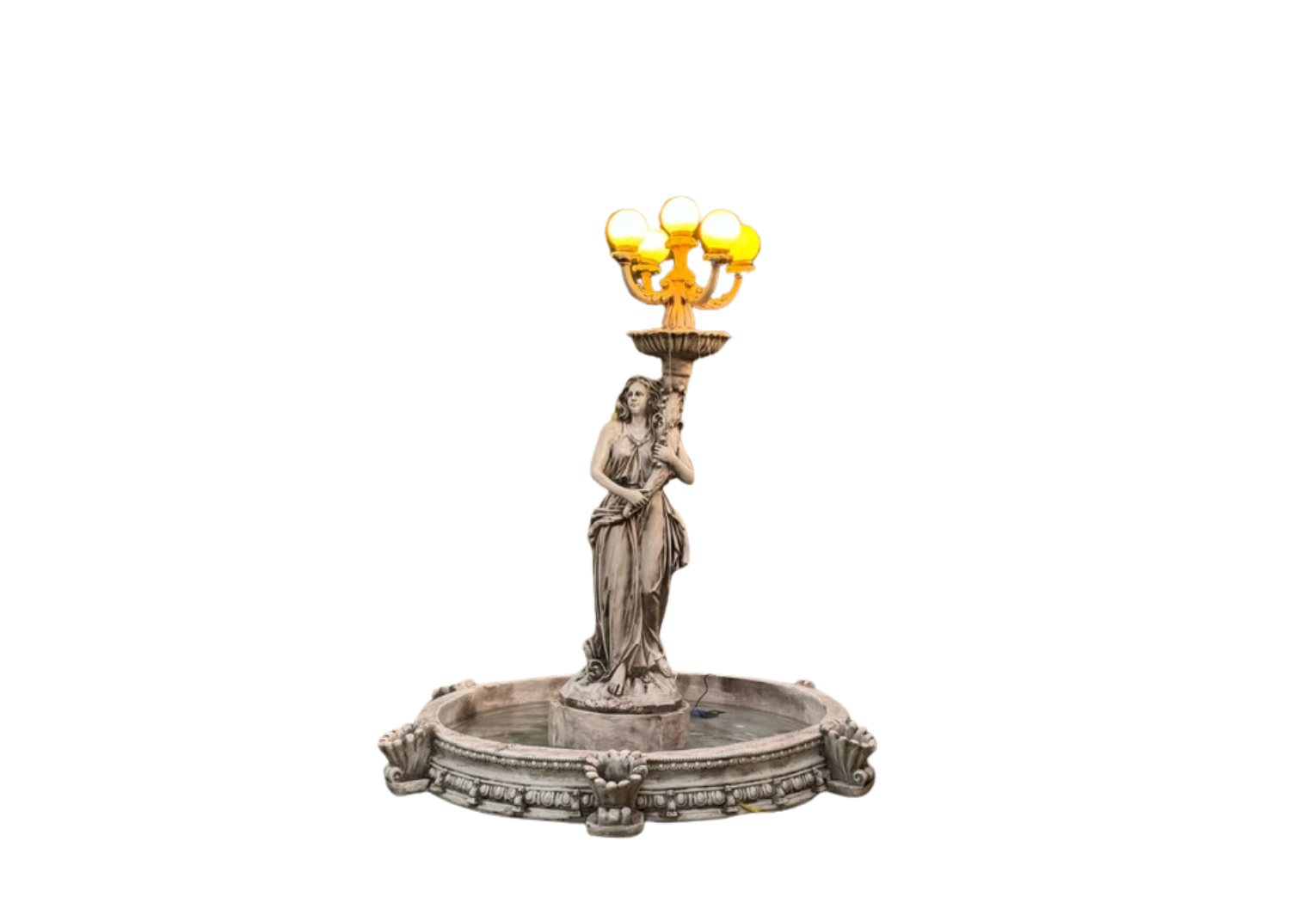 Fiberglas Antik Tanrıça Çeşme ve Aydınlatma Heykeli