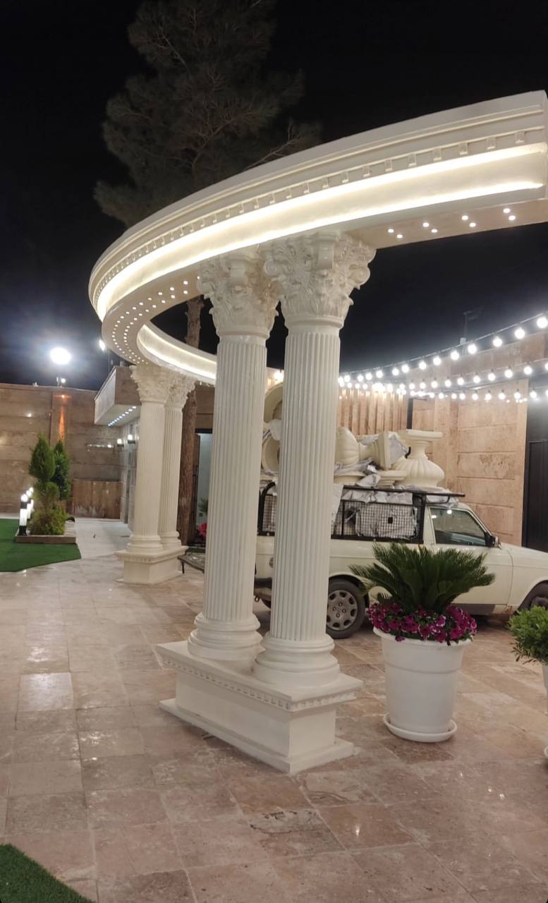 Aydınlatmalı Klasik Sütunlu Pergola Tasarımı