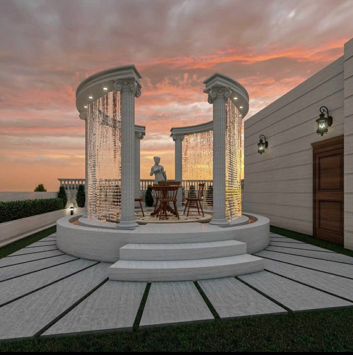  Lüks Sütunlu Açık Hava Oturma Alanı